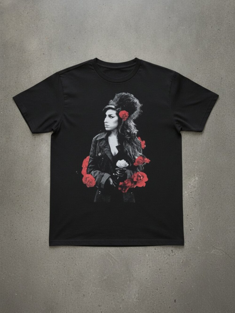 Vintage Rock Girl Graphic Tee Black Y2K Alternative Rose Aesthetic T-Shirt